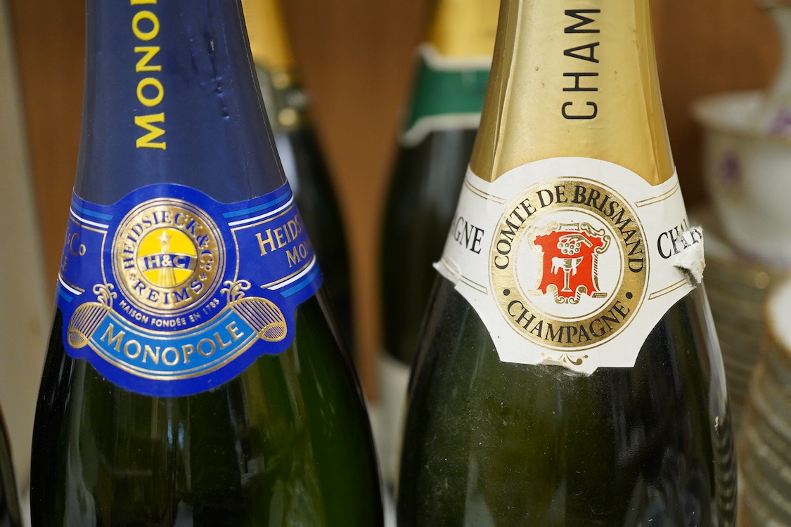 Six various bottles of Champagne to include Monopole, Lanson Black Label and G H Martel & Co